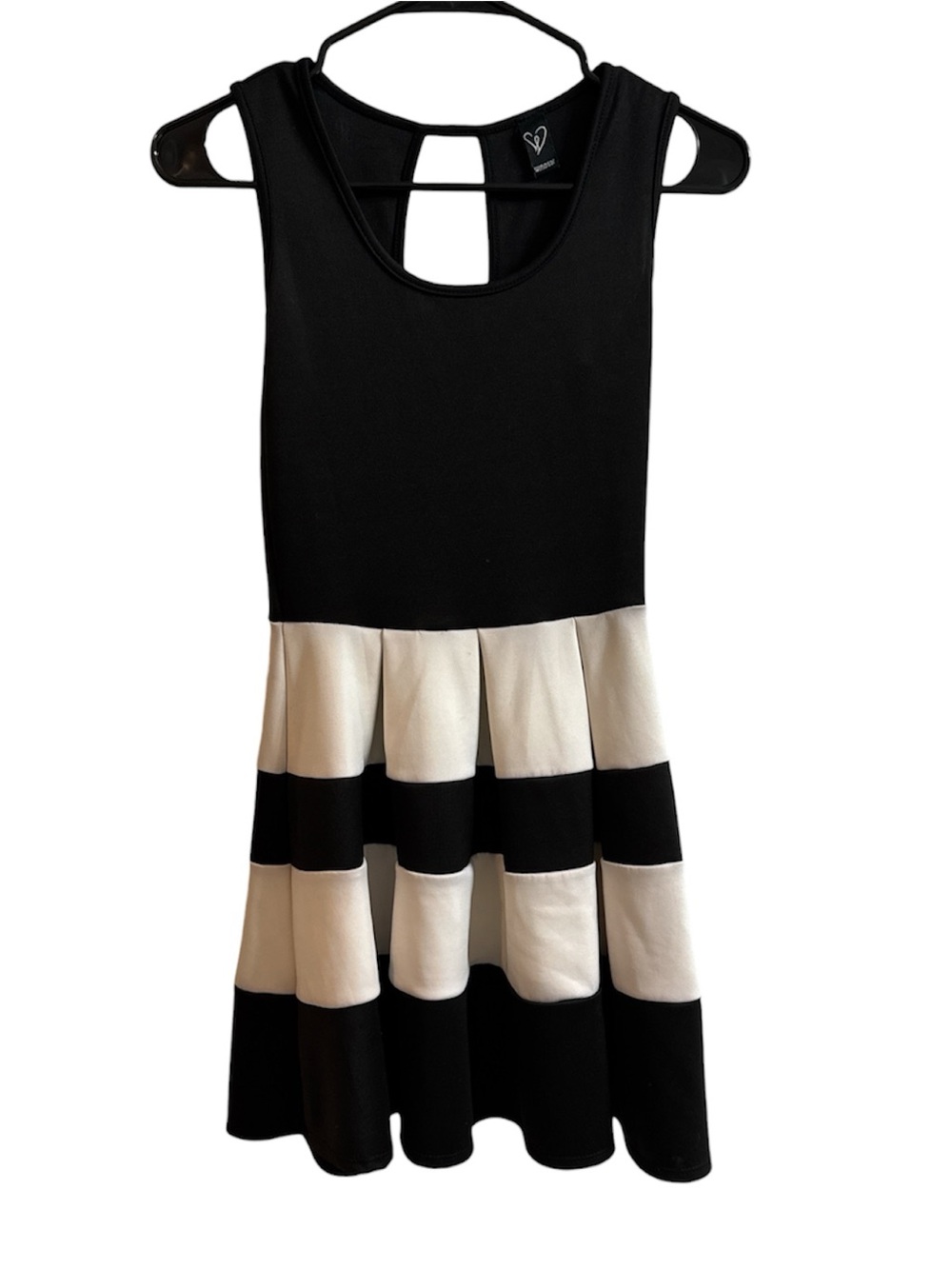 Black & Cream Stripe Fit-and-Flare Dress